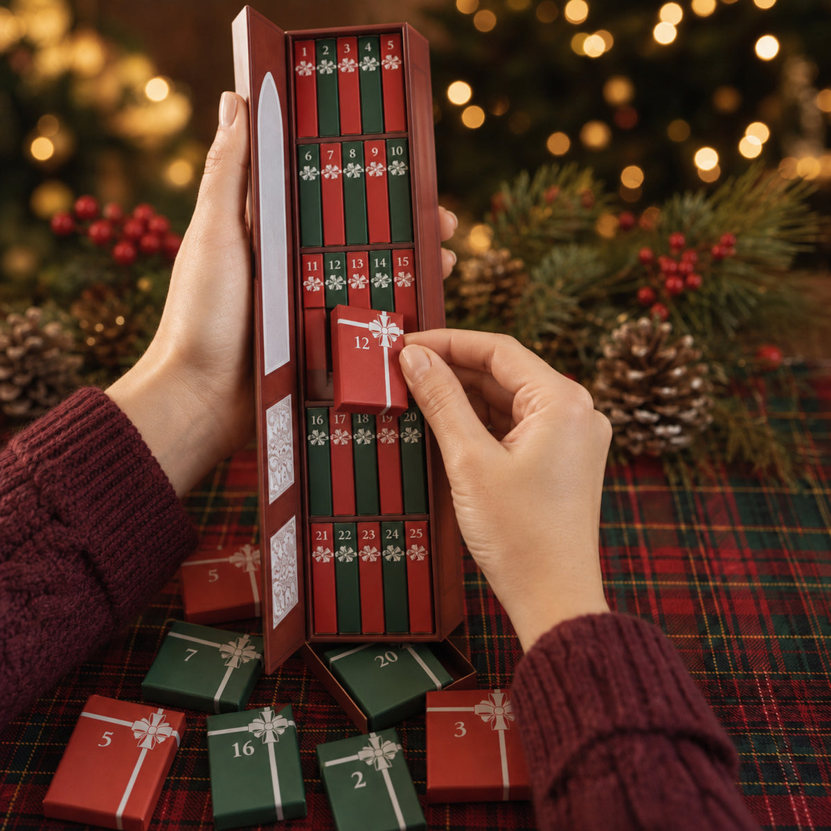 Christmas Advent Calendar With 24 Miniature Book Ornaments - Image 2