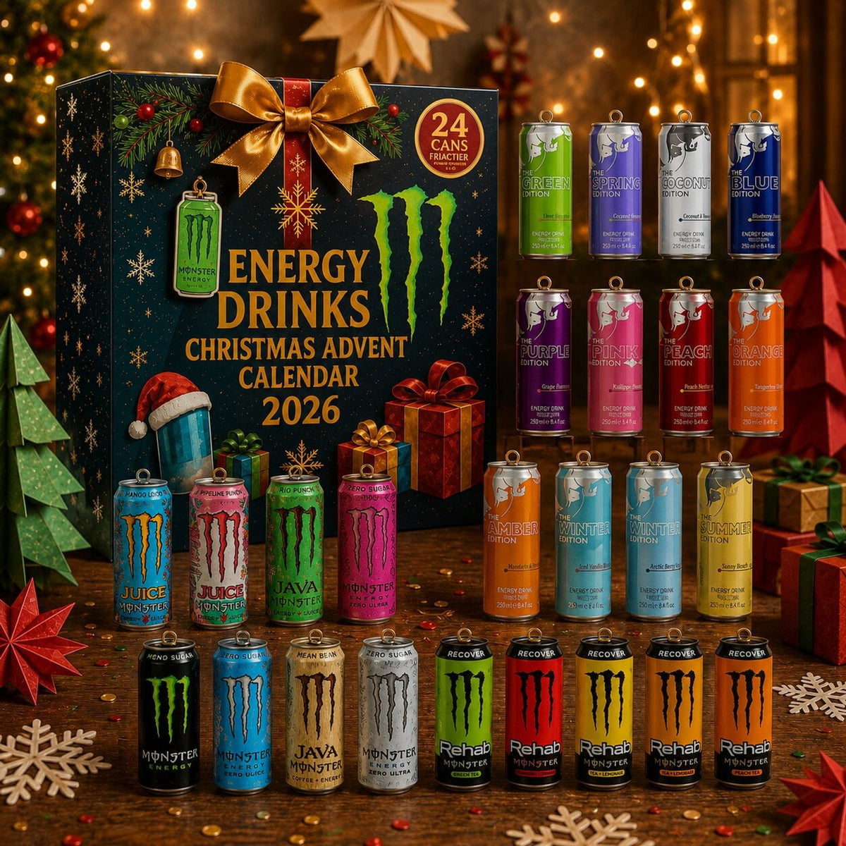 Christmas Energy Drink Advent Calendar 24 Days Of Collectible Can Designs - Image 2