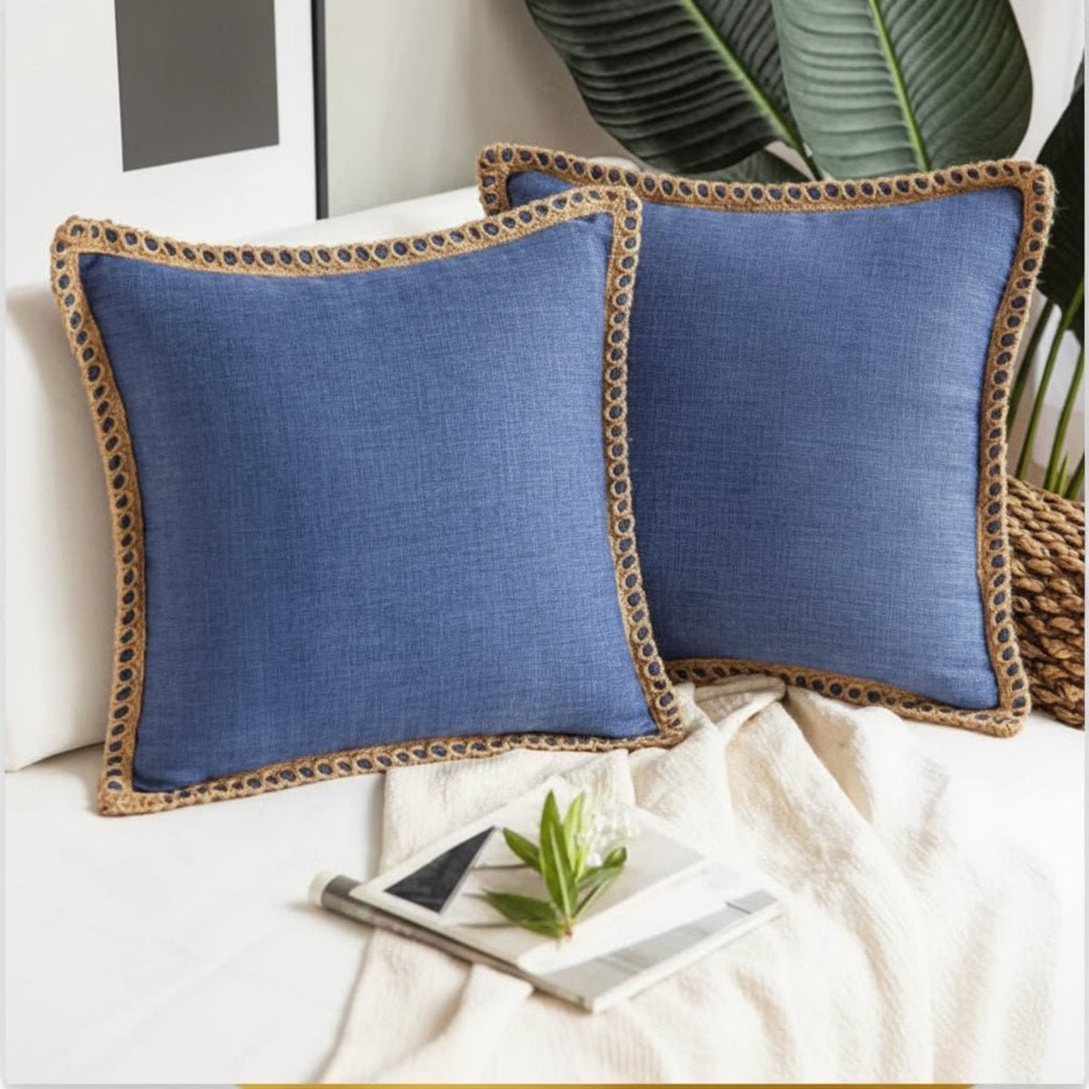 Crocheted Border Square Decorative Cushion With Vibrant French Style - Image 11