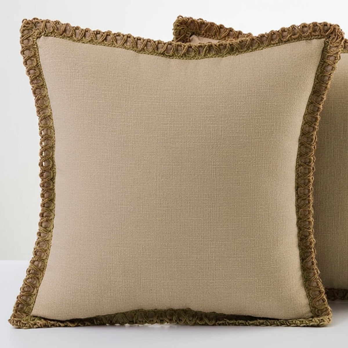 Crocheted Border Square Decorative Cushion With Vibrant French Style - Image 3