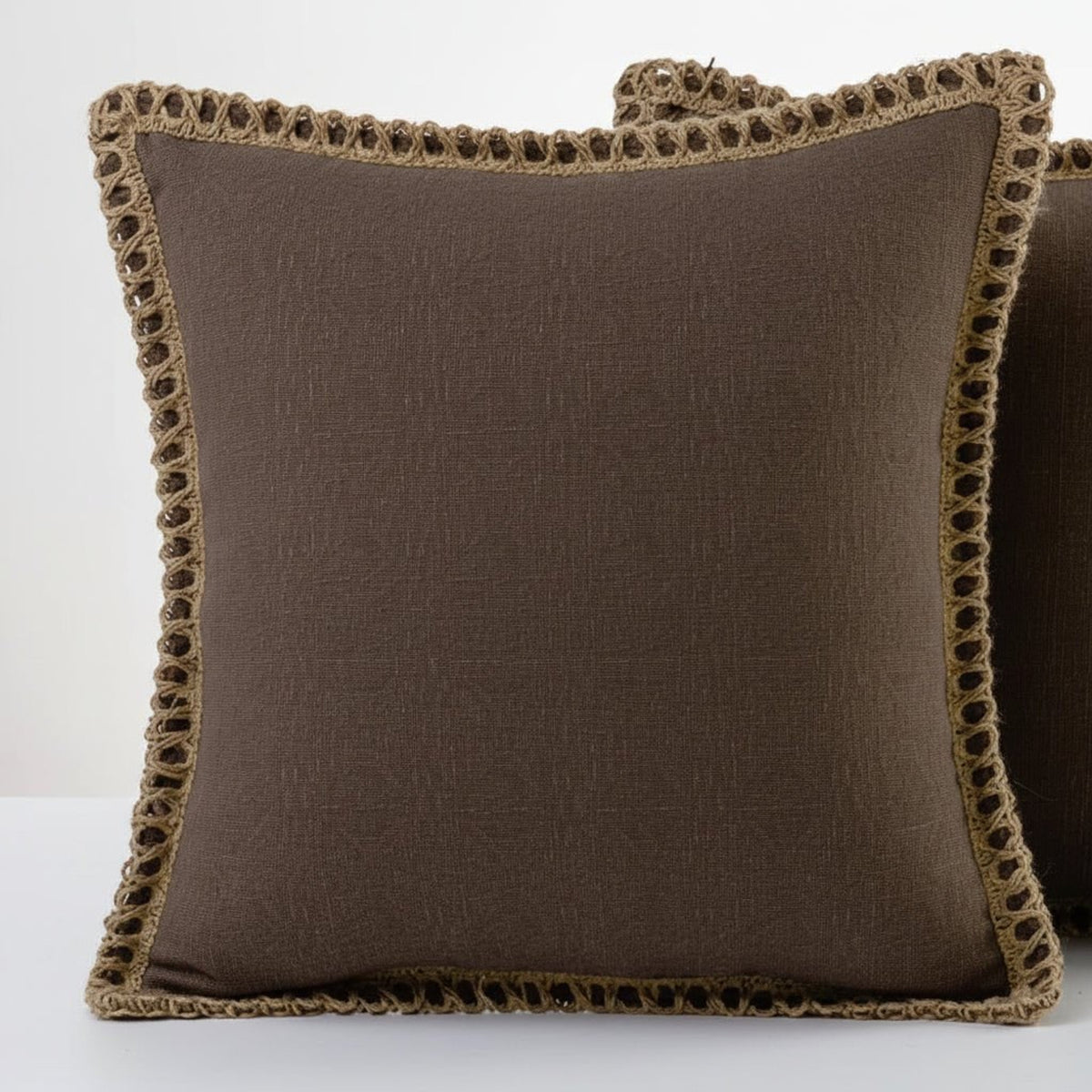 Crocheted Border Square Decorative Cushion With Vibrant French Style - Image 4