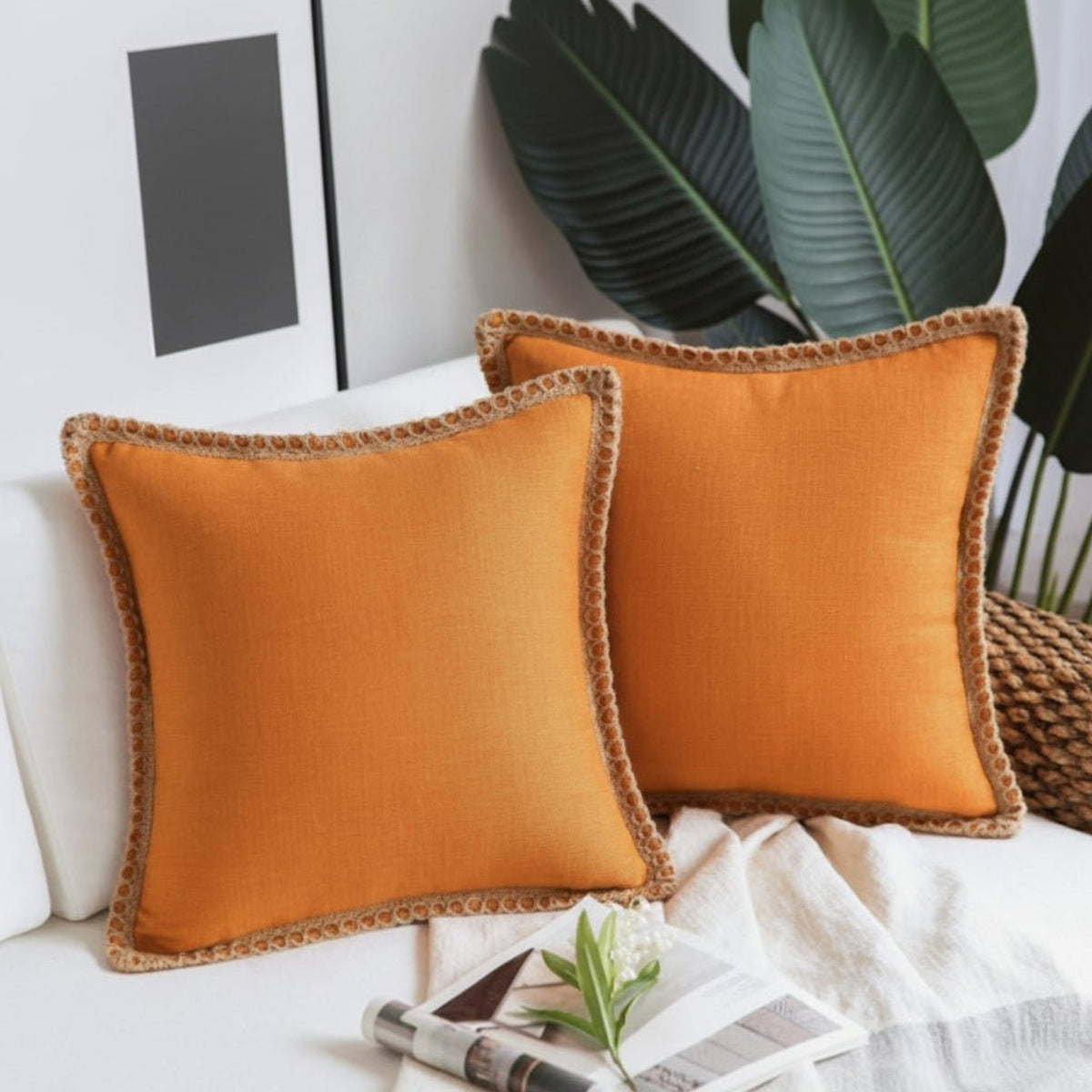 Crocheted Border Square Decorative Cushion With Vibrant French Style - Image 12