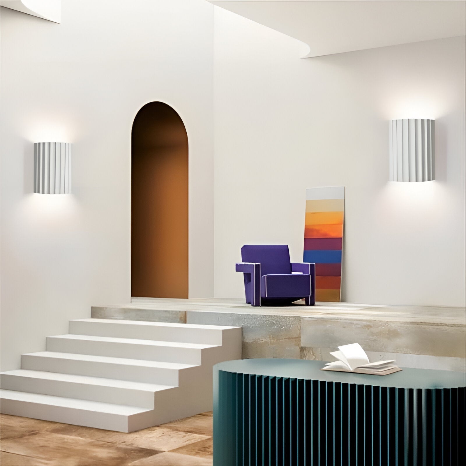 Nordic Resin Wall Sconce with Ribbed Shade