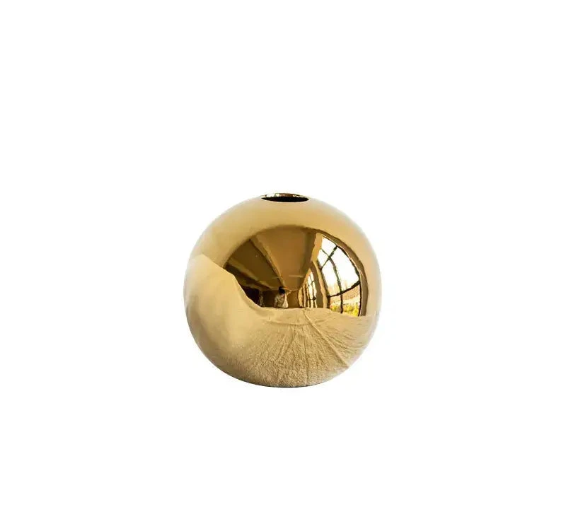 Gold Ceramic Sphere Vase with Glossy Finish