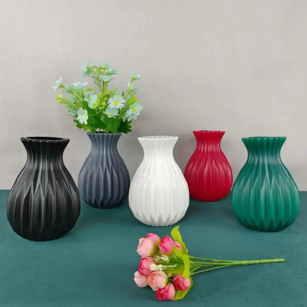 Textured Ribbed Vase with Curved Silhouette
