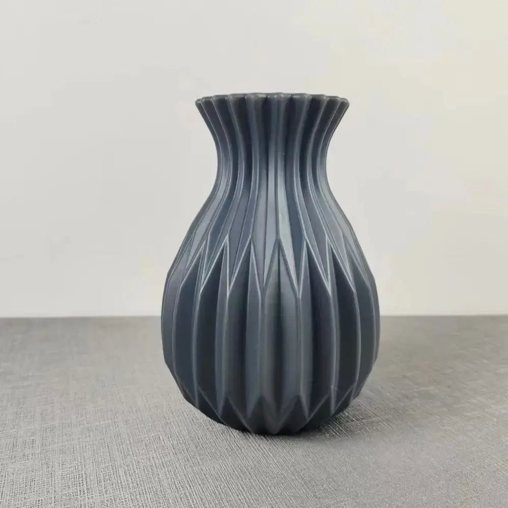 Textured Ribbed Vase with Curved Silhouette
