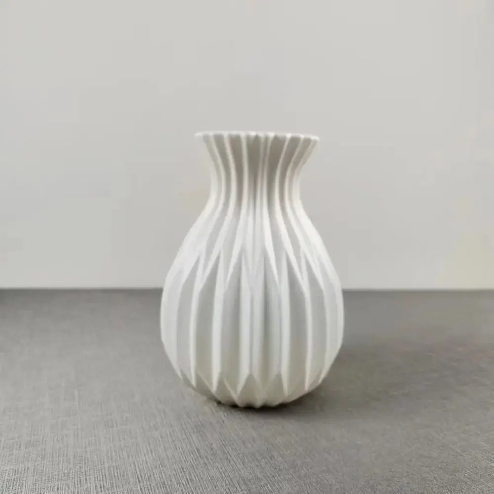 Textured Ribbed Vase with Curved Silhouette