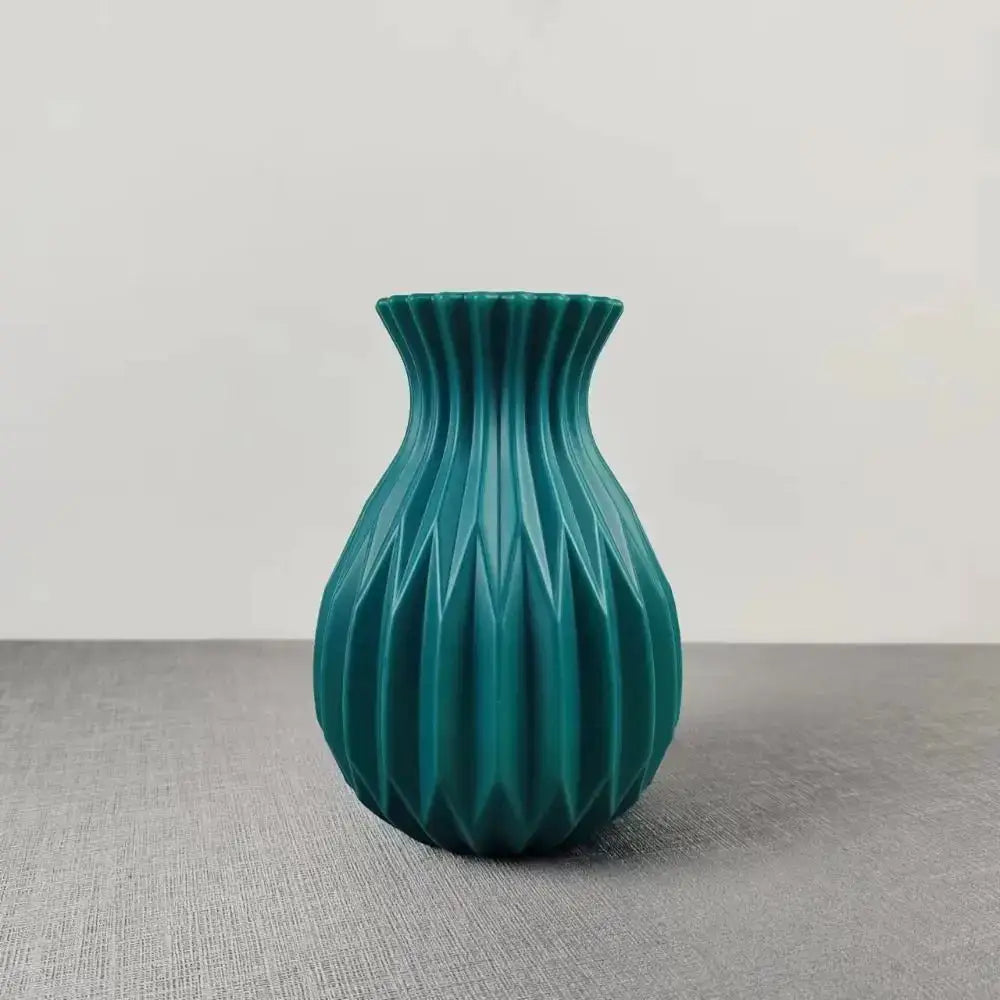 Textured Ribbed Vase with Curved Silhouette