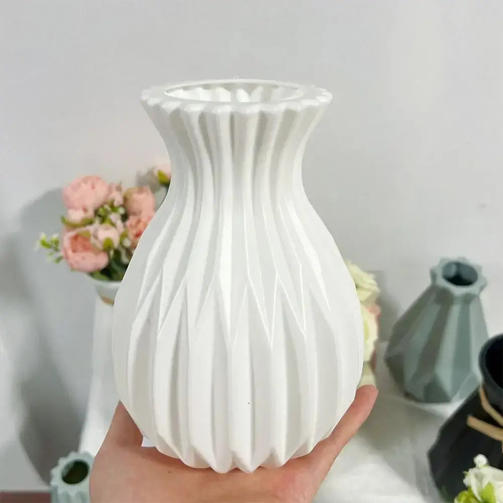 Textured Ribbed Vase with Curved Silhouette