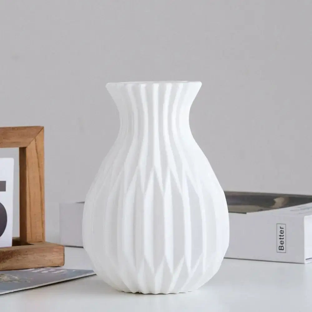 Textured Ribbed Vase with Curved Silhouette