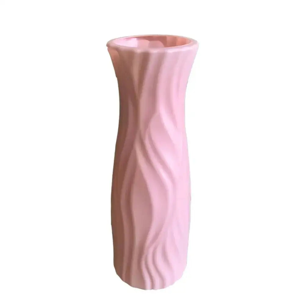 Modern Wavy Plastic Vase with Ceramic Finish