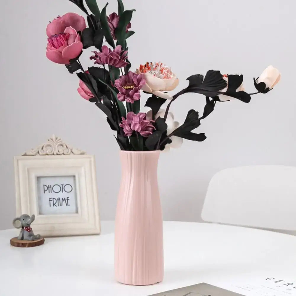 Modern Wavy Plastic Vase with Ceramic Finish