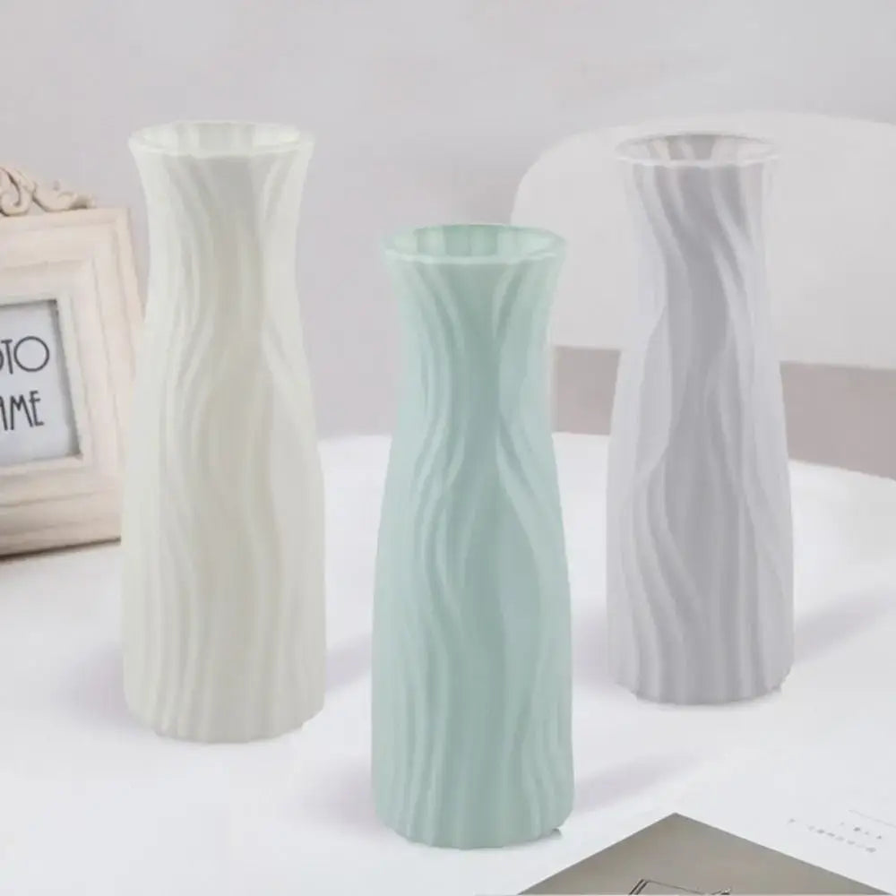 Modern Wavy Plastic Vase with Ceramic Finish