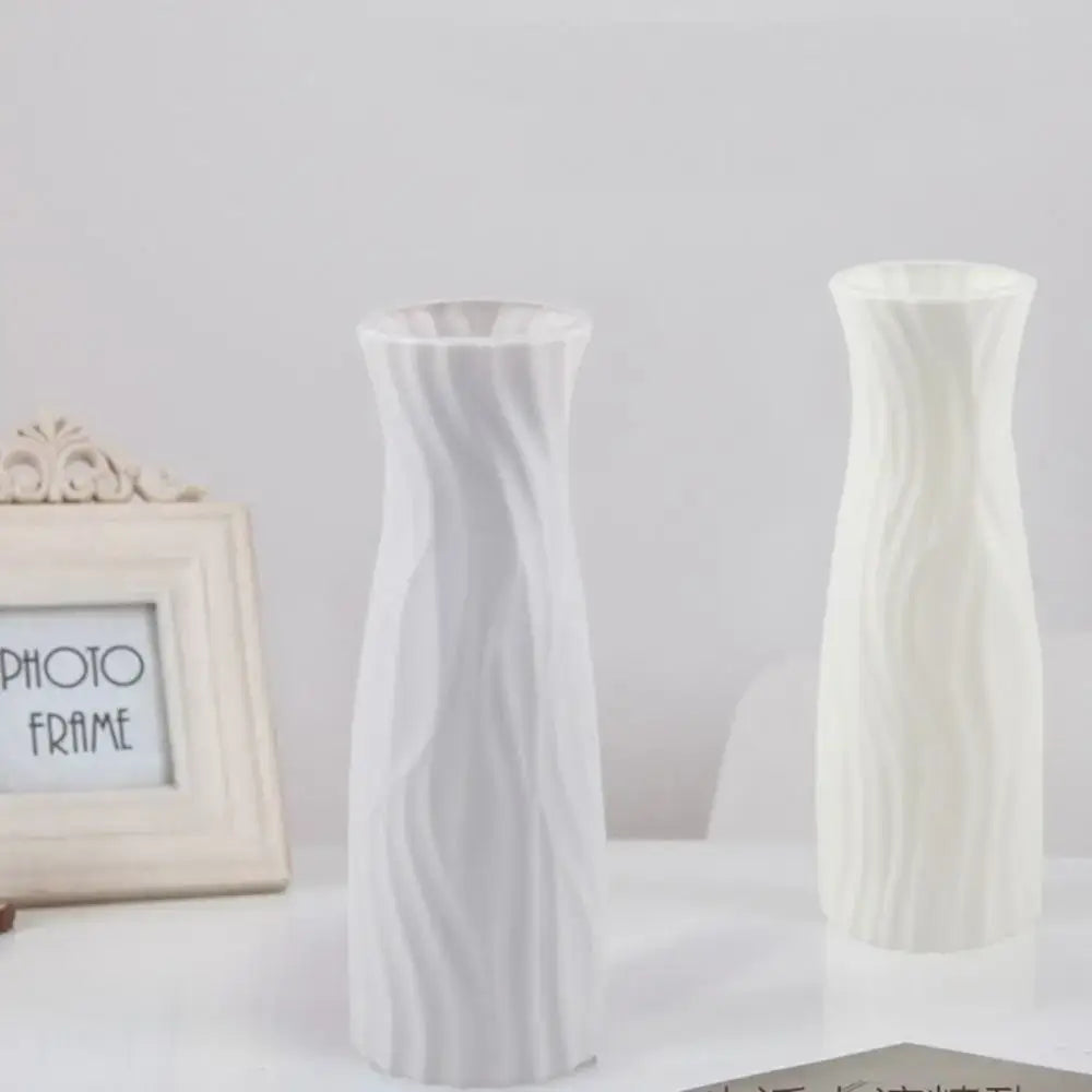 Modern Wavy Plastic Vase with Ceramic Finish