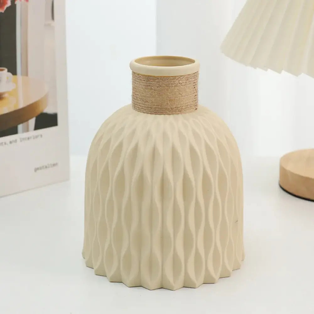 Textured Nordic Vase with Rope Wrapped Neck