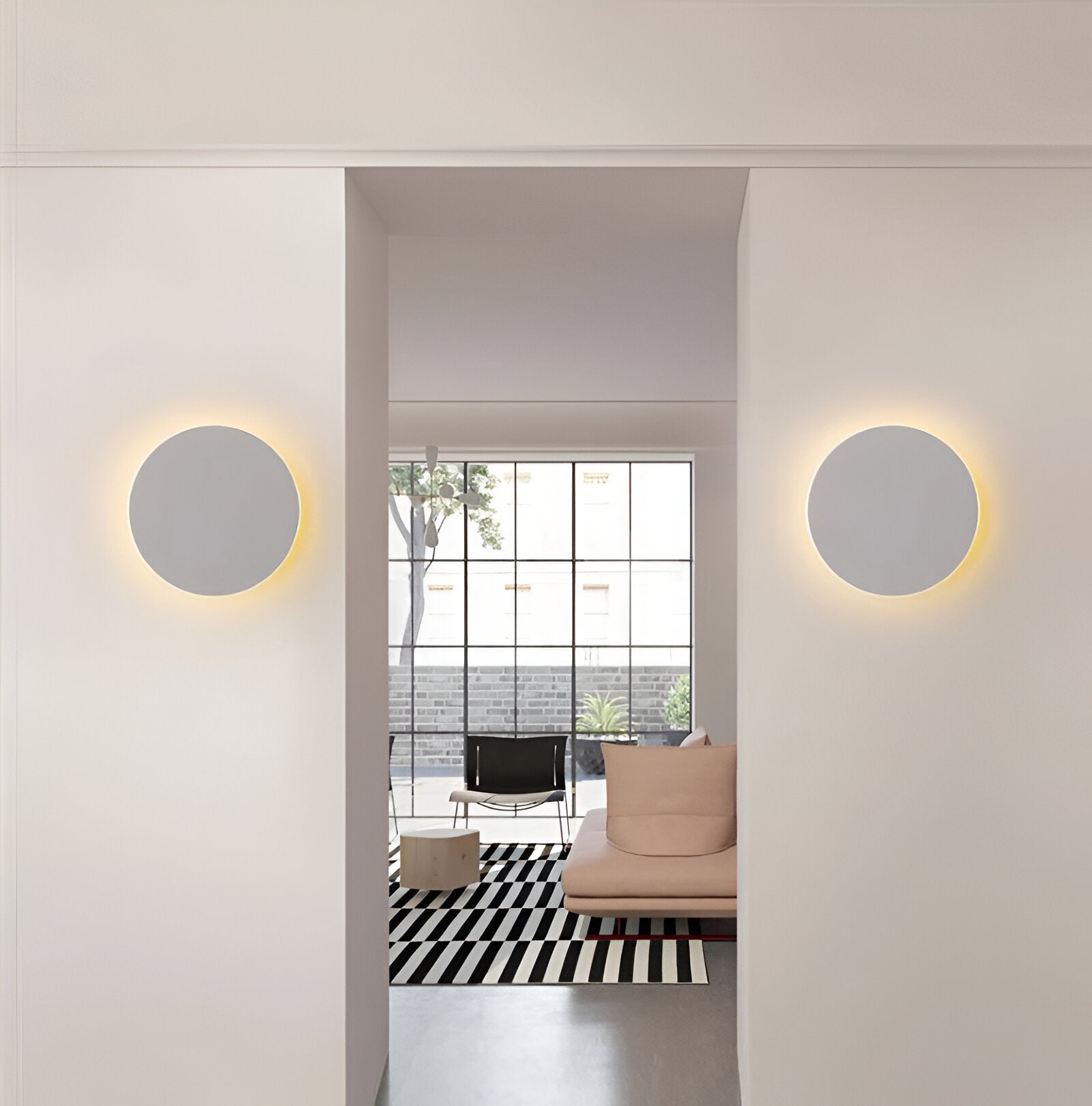 Modern Round LED Wall Sconce with Halo Glow