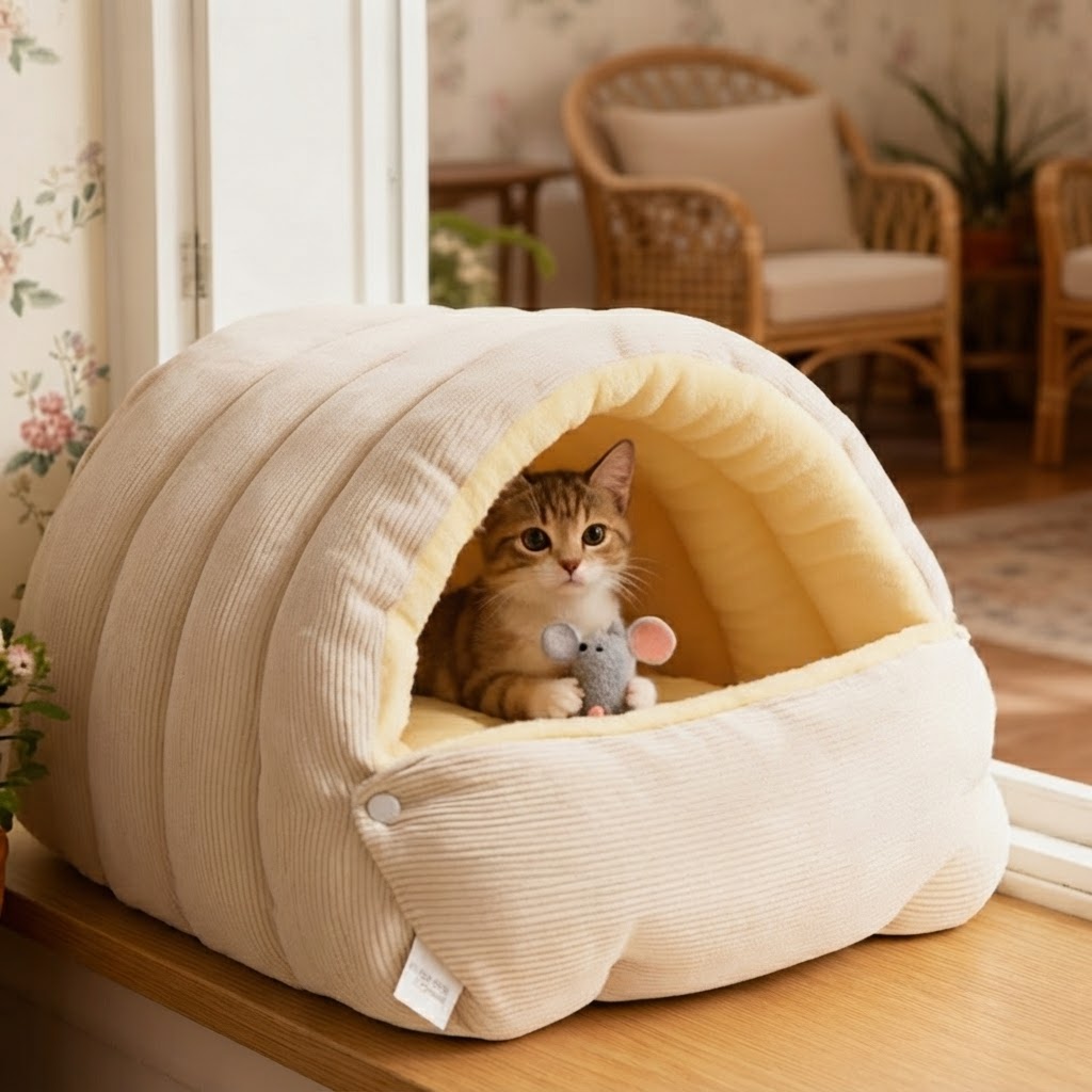 Enclosed Cat Bed For Security And Warmth Cozy Cave With Soft Fleece Lining - Image 6