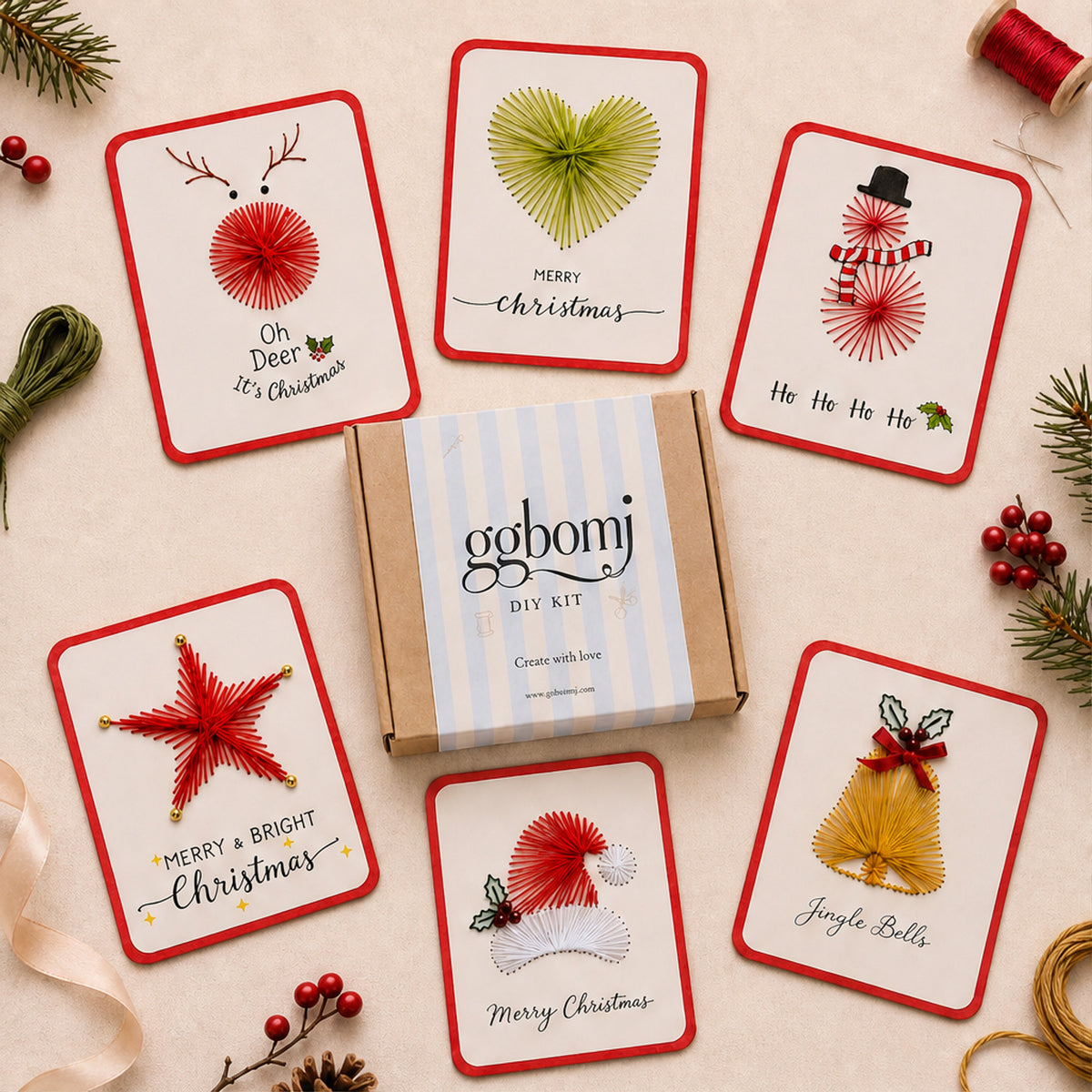 Fernstitch Christmas Embroidery Card Kit With Pre-Punched Holes For Beginners - Image 3