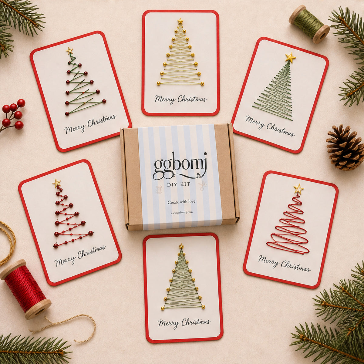 Fernstitch Christmas Embroidery Card Kit With Pre-Punched Holes For Beginners - Image 6