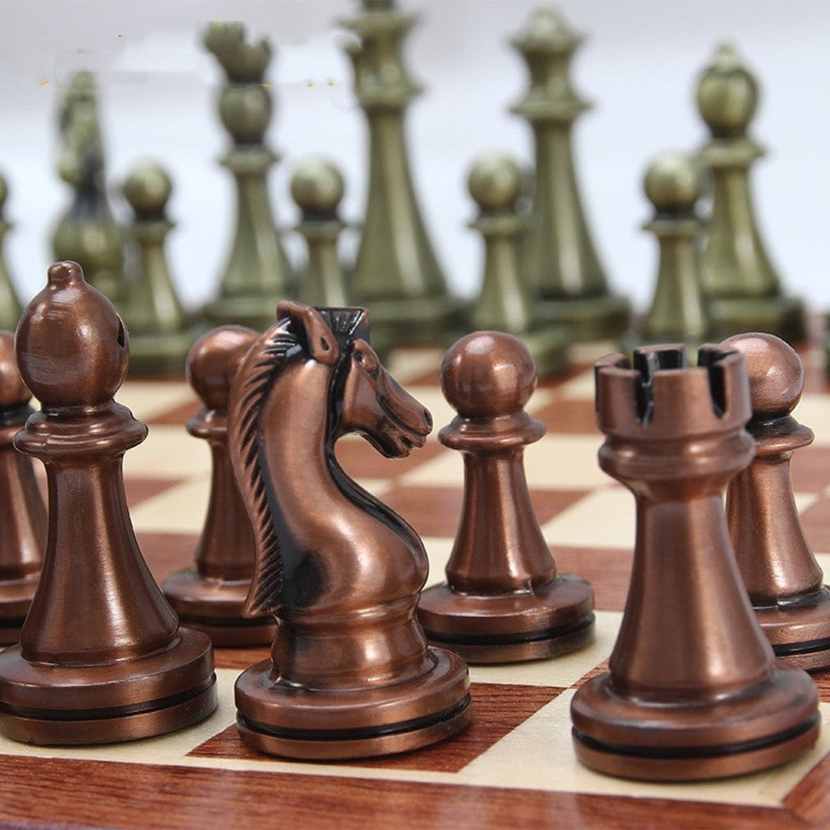 Folding Metal Alloy Chess Set With European Competitive Educational Toy Board - Image 1