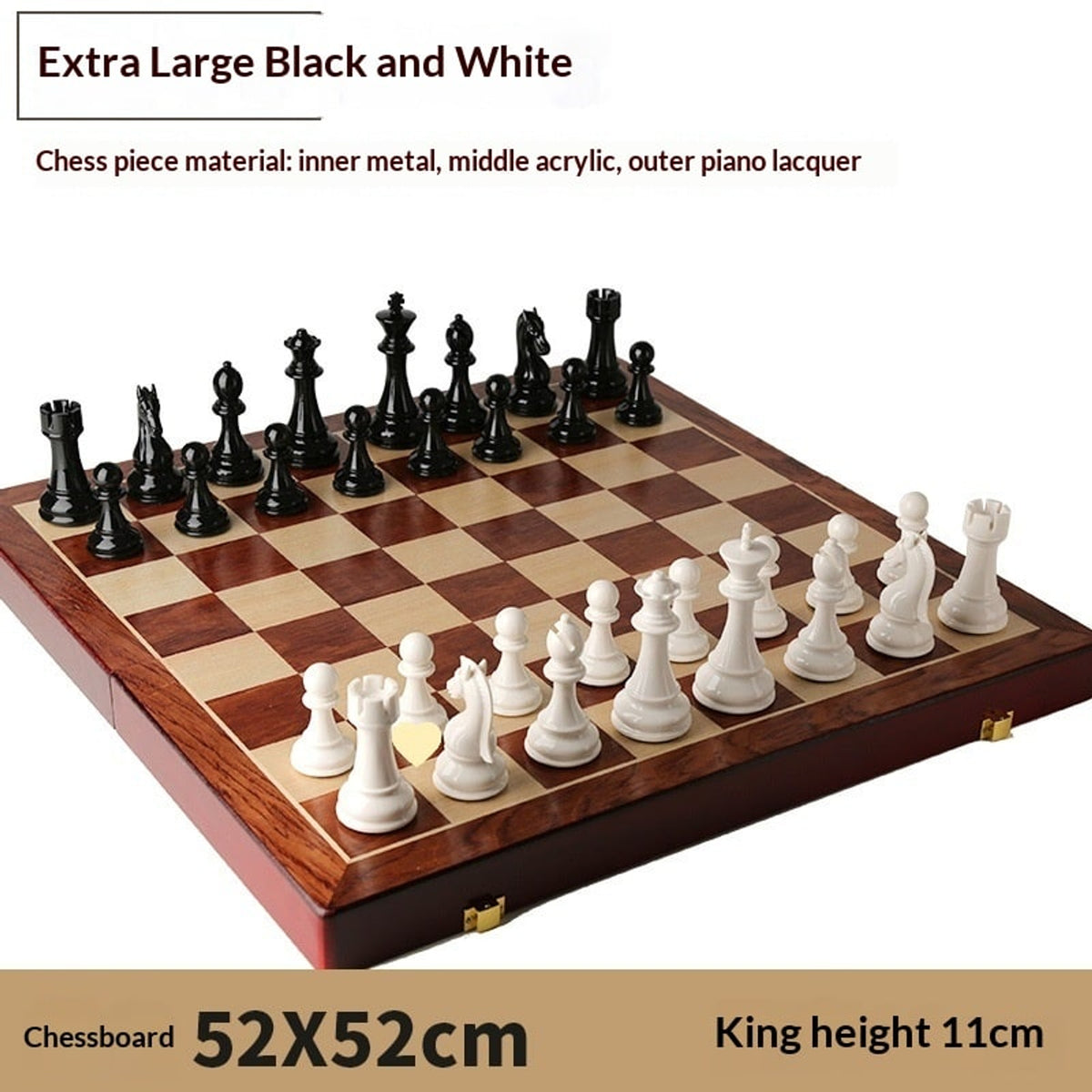 Folding Wooden Chess Set With Solid- Board - Image 3