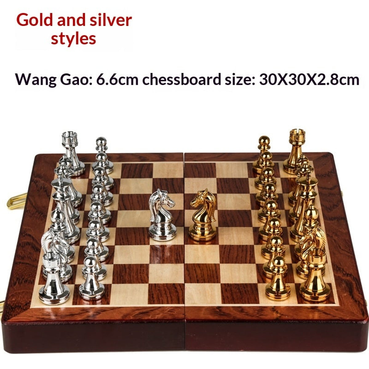 Folding Wooden Chess Set With Solid- Board - Image 5