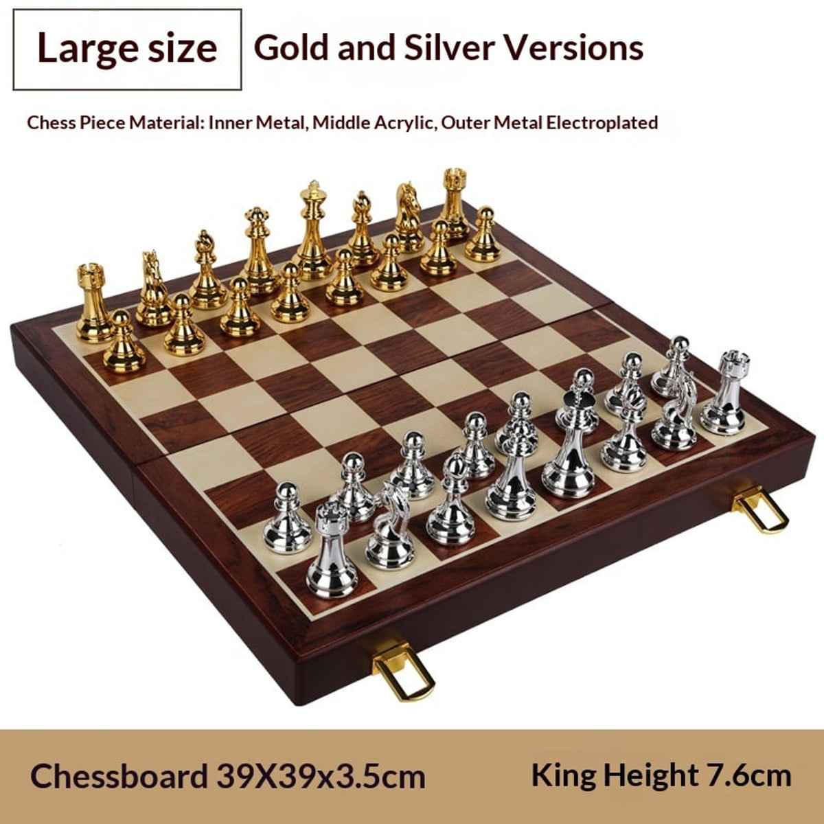 Folding Wooden Chess Set With Solid- Board - Image 7