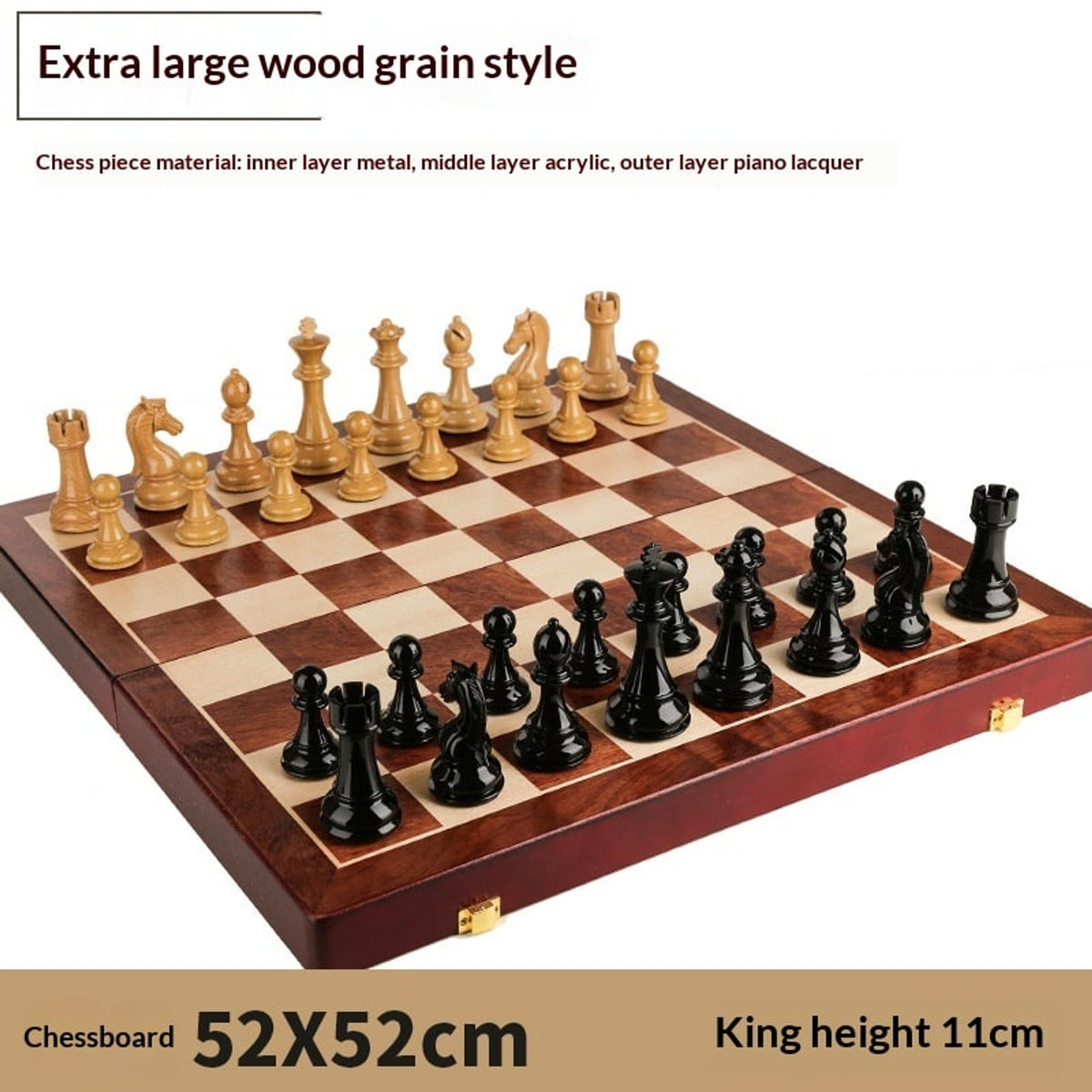 Folding Wooden Chess Set With Solid- Board - Image 8