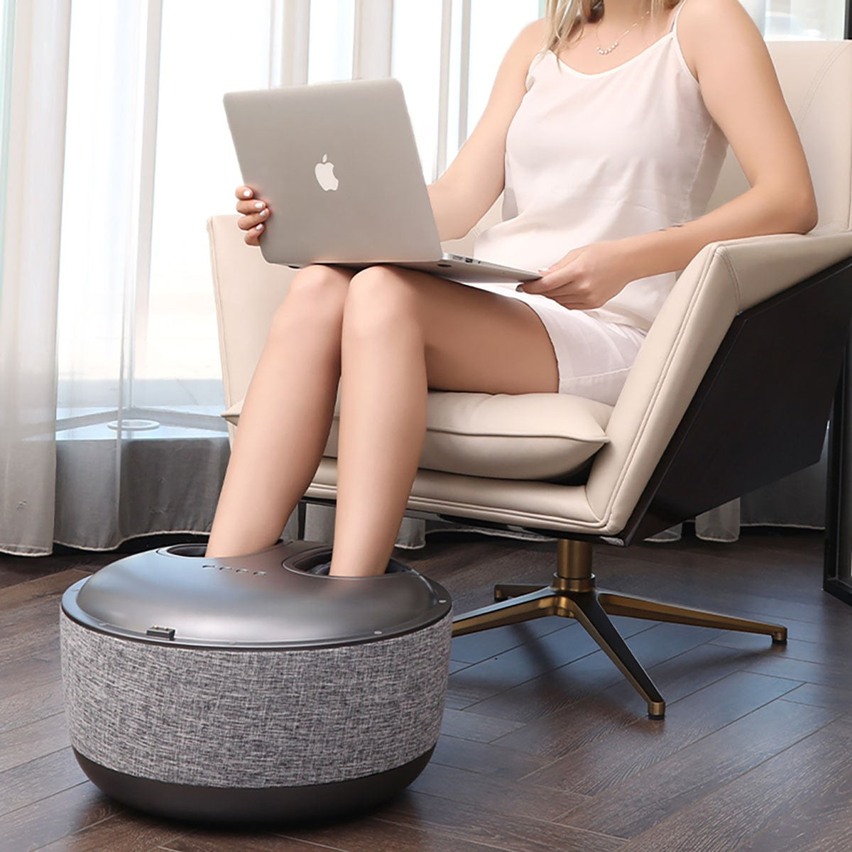 Foot Massaging Ottoman With Shiatsu Rollers Air Compression Heat And Vibration - Image 5