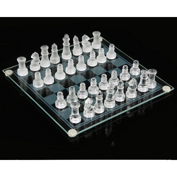 Glass Chess Set With Felted Base And Scratch-Resistant Board - Image 2