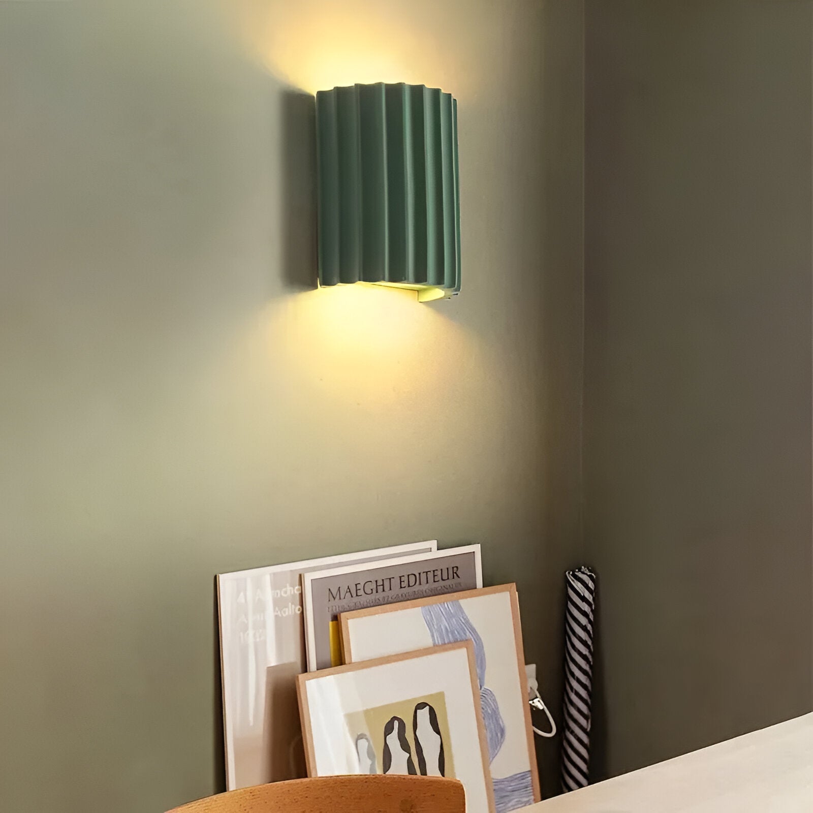 Nordic Resin Wall Sconce with Ribbed Shade