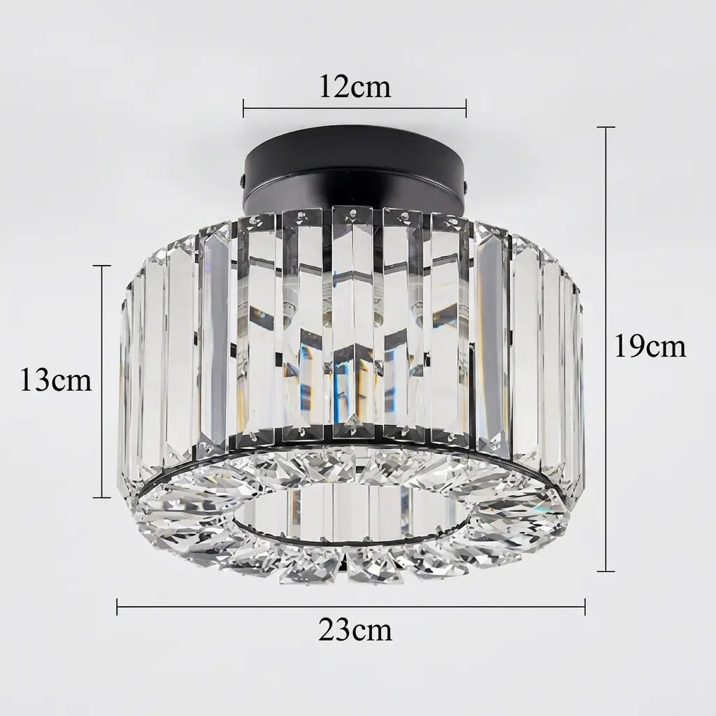 Modern Crystal Ceiling Light with Gold Frame