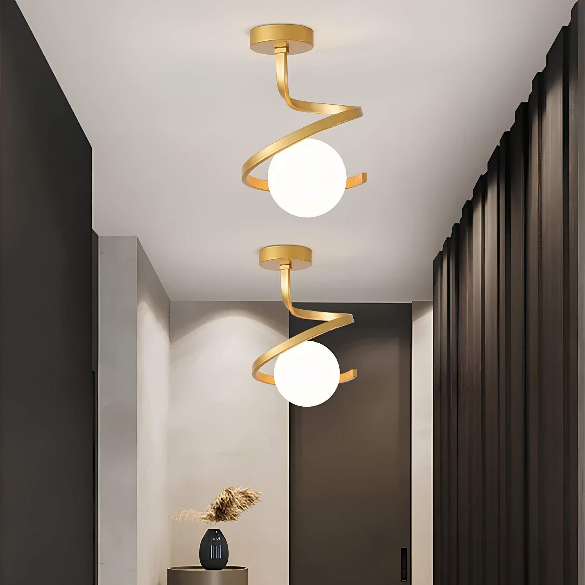 Modern Spiral Ceiling Light with Glass Globe