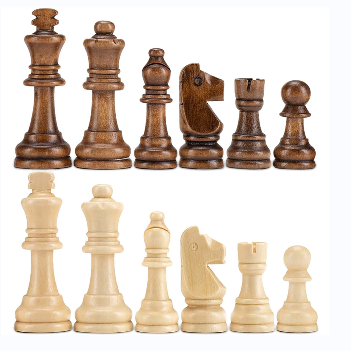 Magnetic Wooden Folding Chess Board With Solid Wood Pieces And Checker Game Surface - Image 1