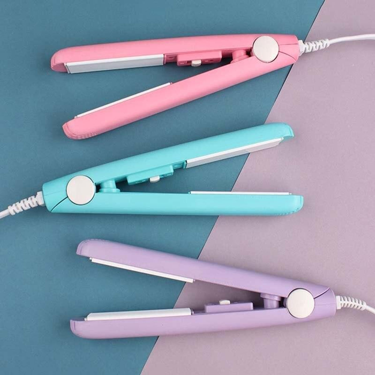 Mini Hair Straightener 2-in-1 Styling Tool With Ceramic Plates For Travel On-The-Go Touch-Ups - Image 2