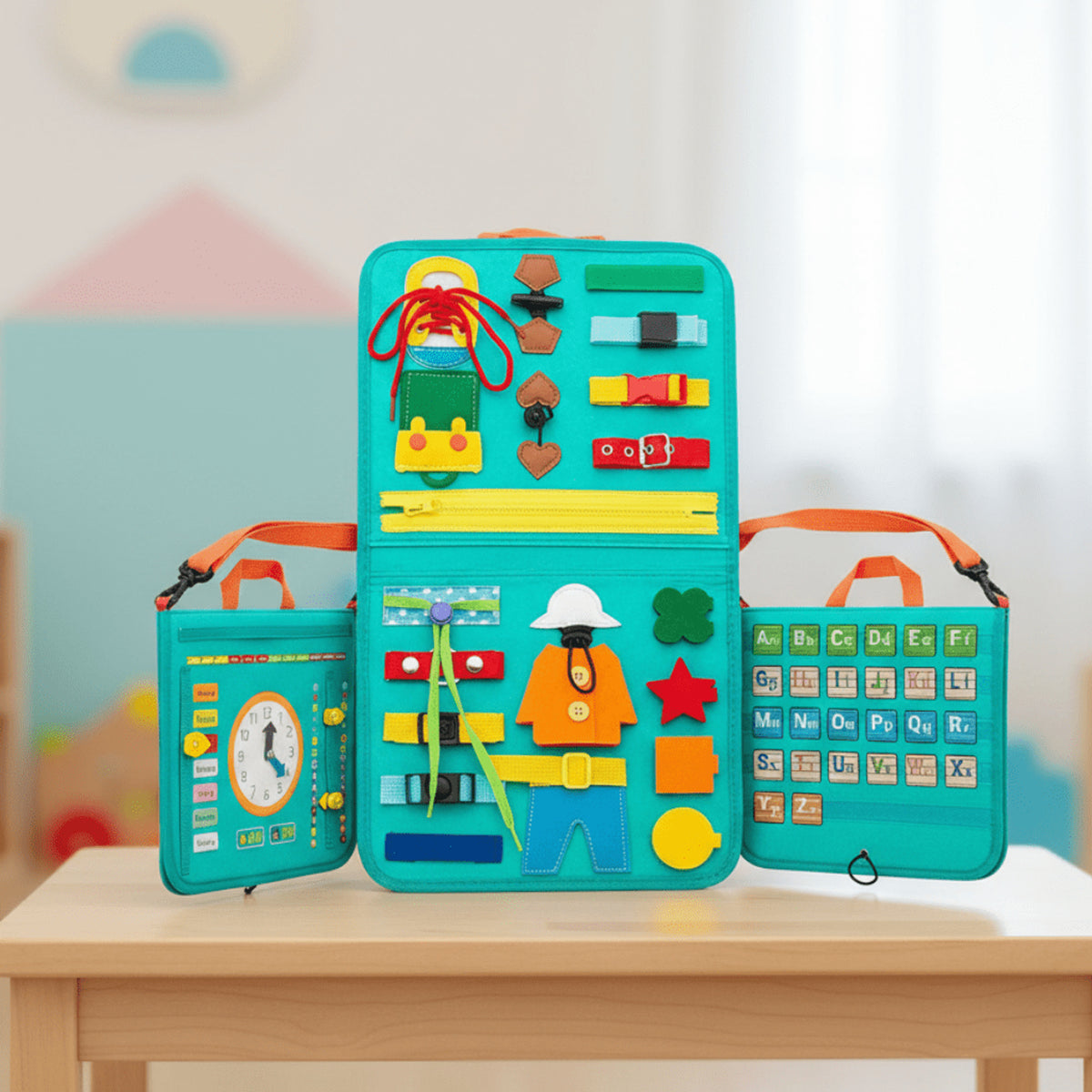 Montessori Activity Board For Coordination & Motor Development With 15 Sensory Activities - Image 1