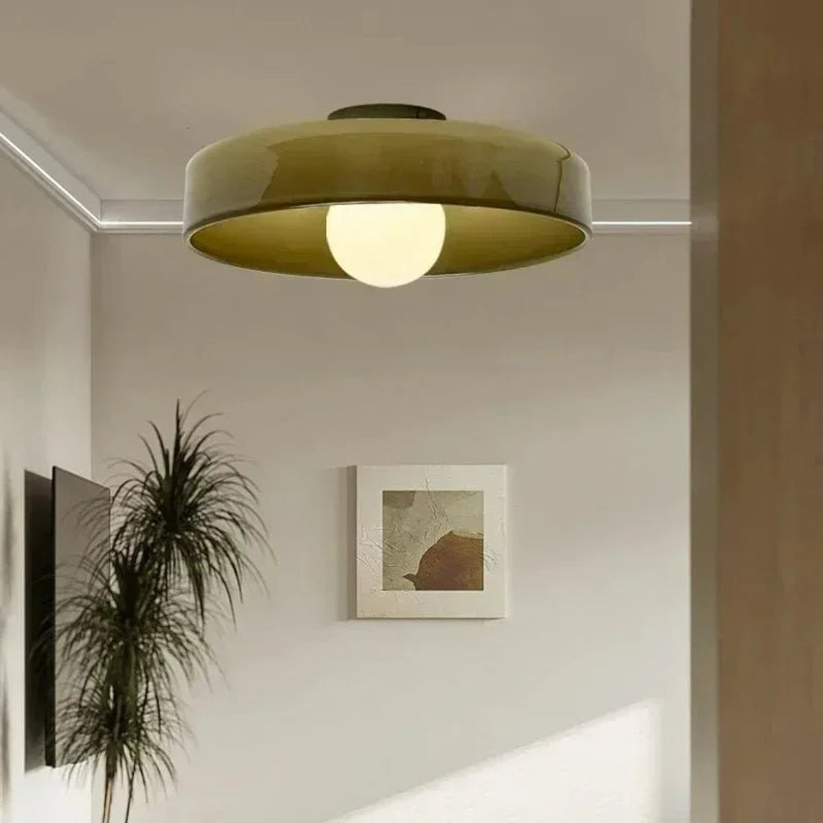 Nordic Glass Ceiling Lamp With Disc Shade - Image 1