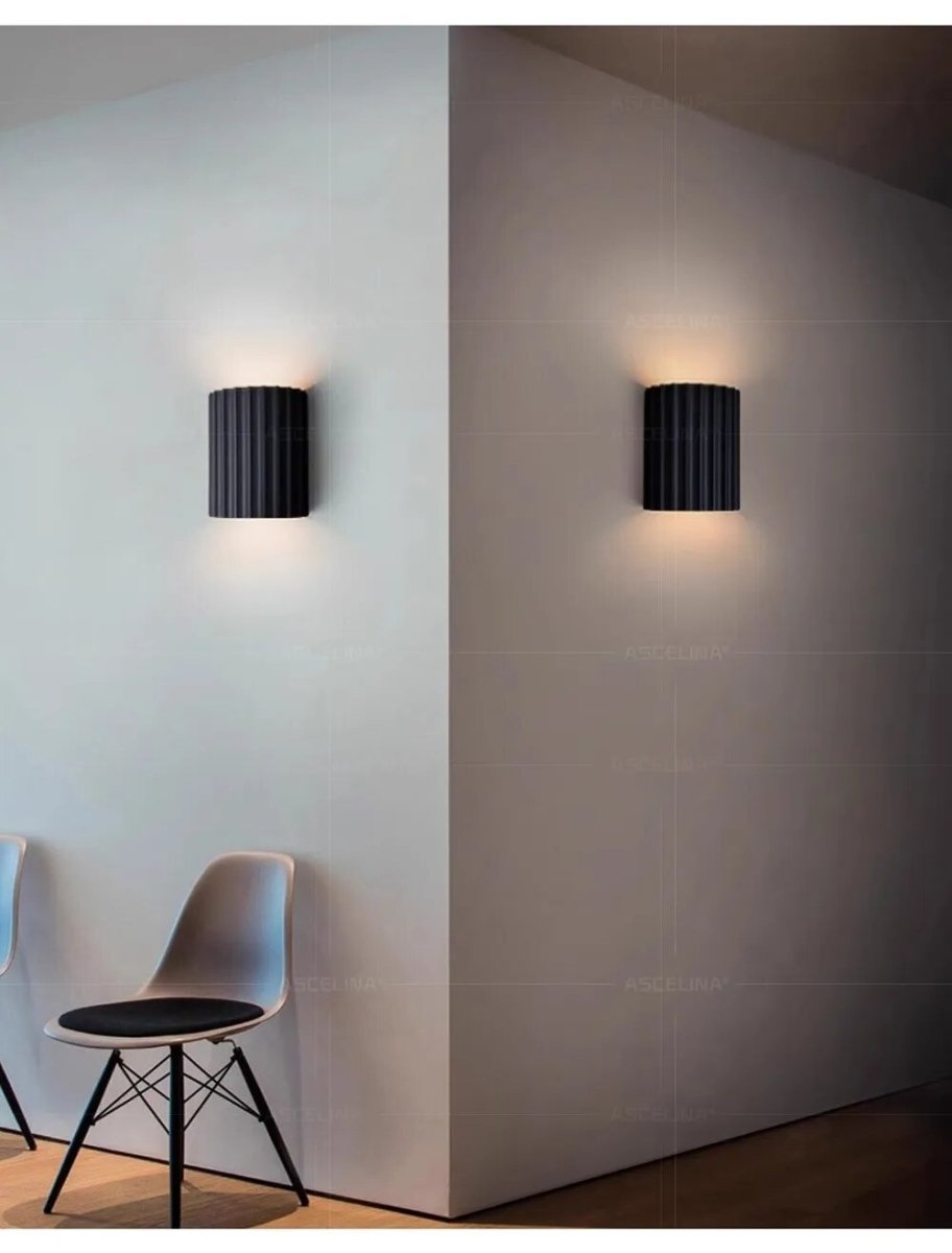 Modern Resin Wall Sconce with Ribbed Shade