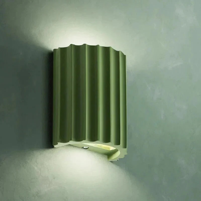 Modern Resin Wall Sconce with Ribbed Shade