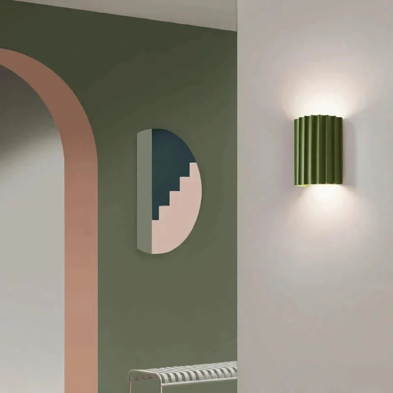 Modern Resin Wall Sconce with Ribbed Shade