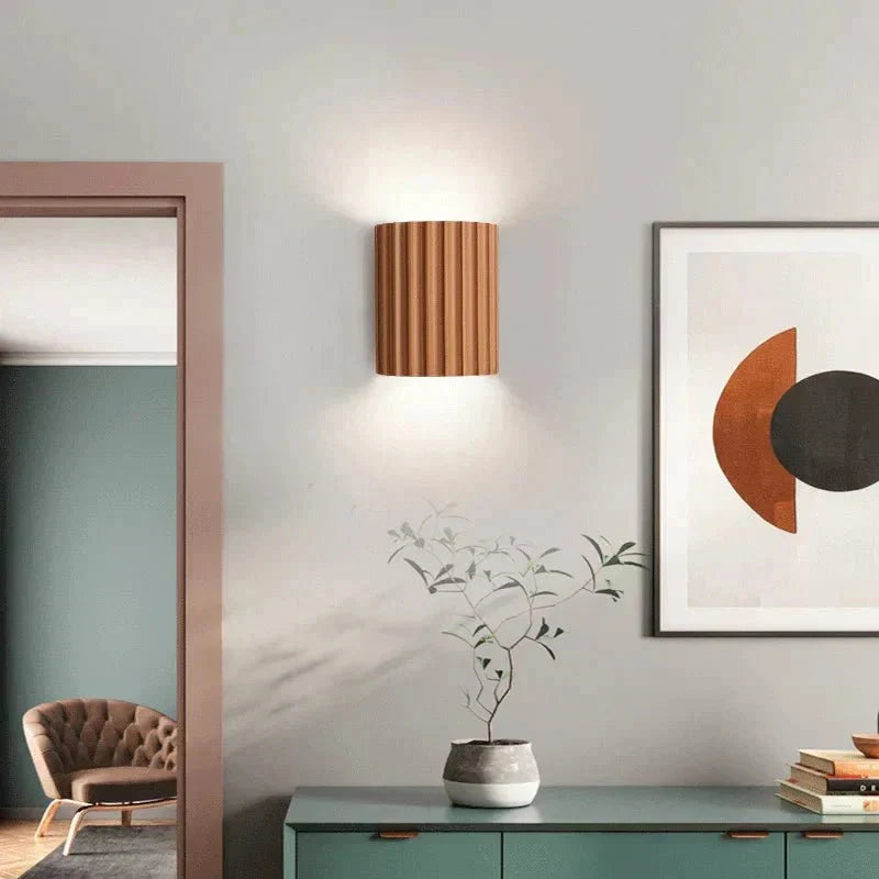 Modern Resin Wall Sconce with Ribbed Shade