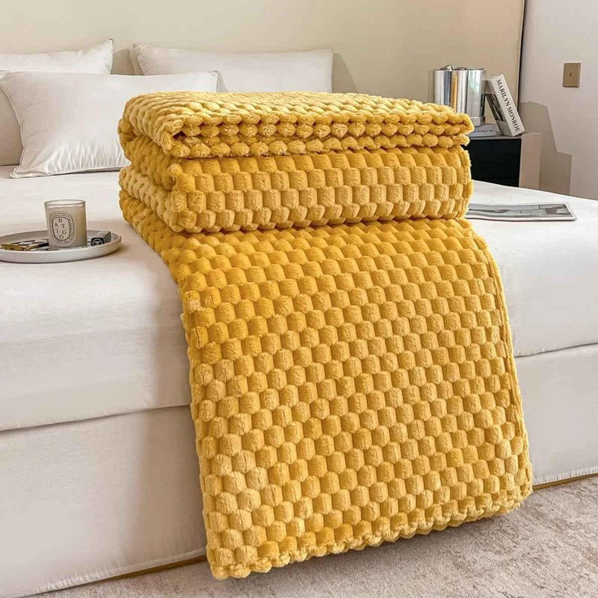 Plush Velvet Checkered Blankets & Throws For Cozy Sofa And Bed - Image 2