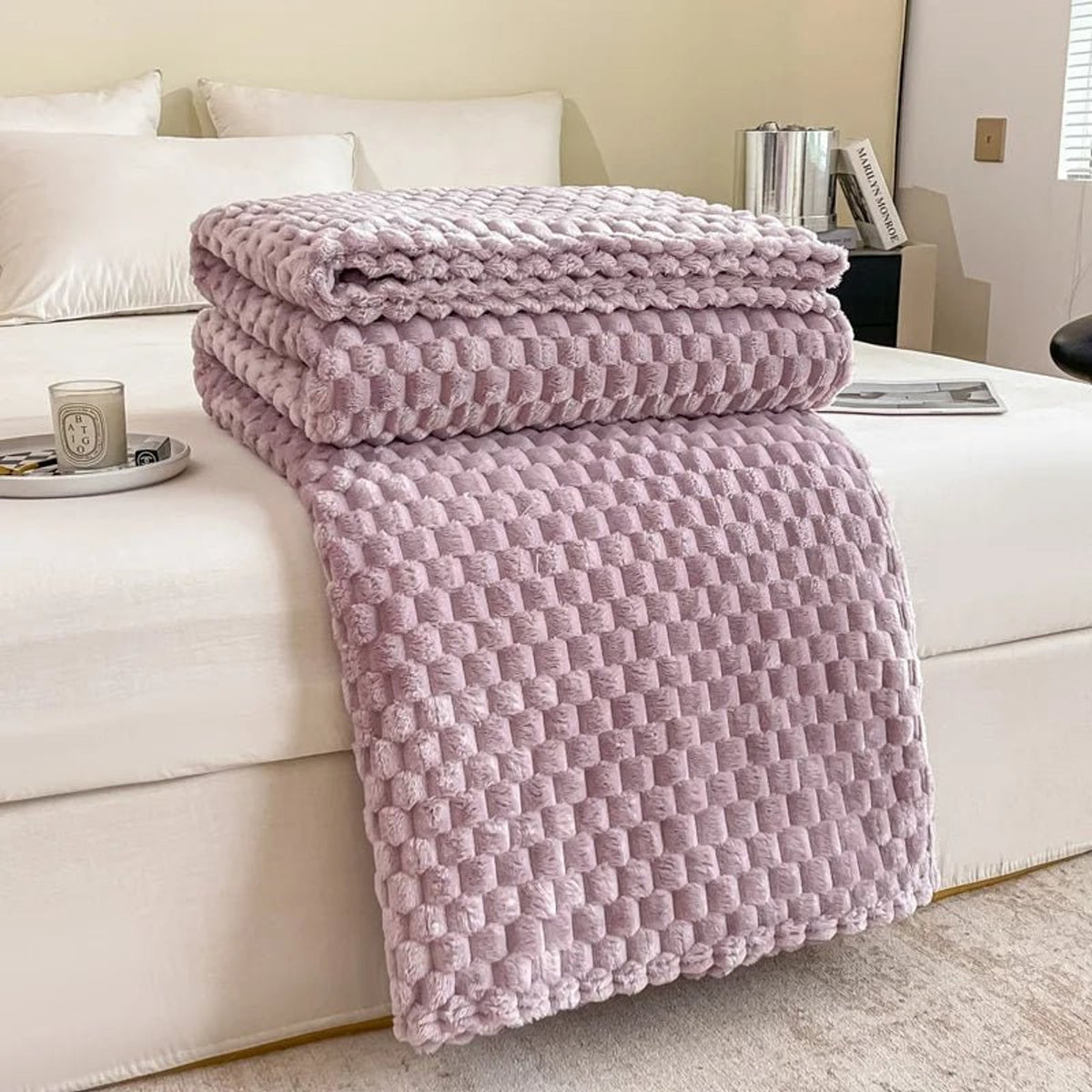 Plush Velvet Checkered Blankets & Throws For Cozy Sofa And Bed - Image 4