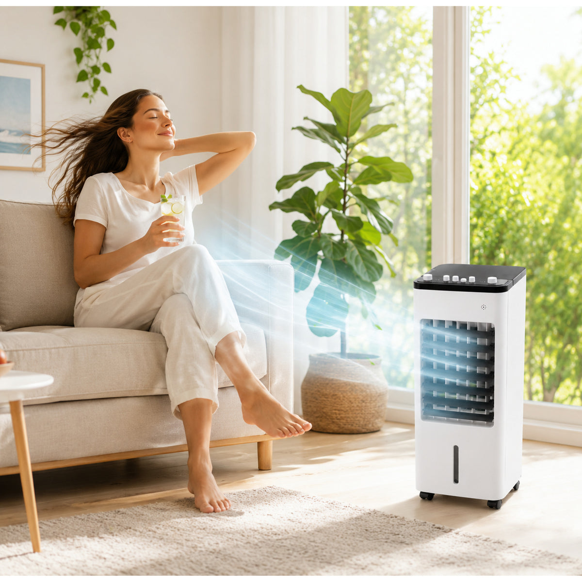 Portable Air Conditioner With Evaporative Cooling Fan And Humidifier Function - Image 2
