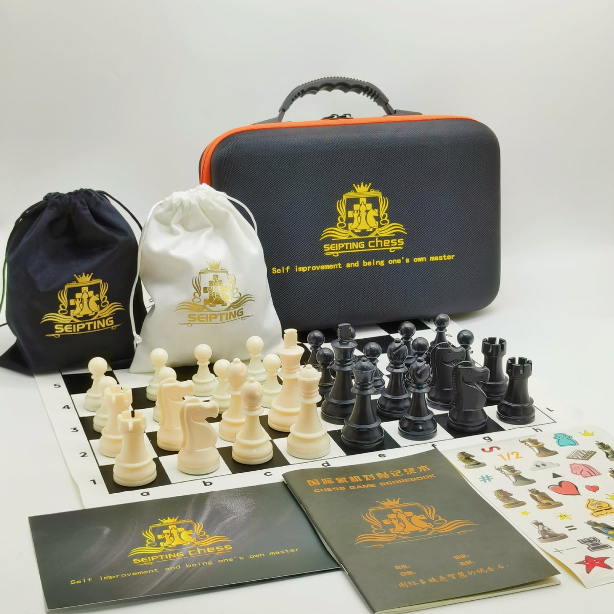 Portable Chess Set High-End Resin With Leather Board And Handbag - Image 4