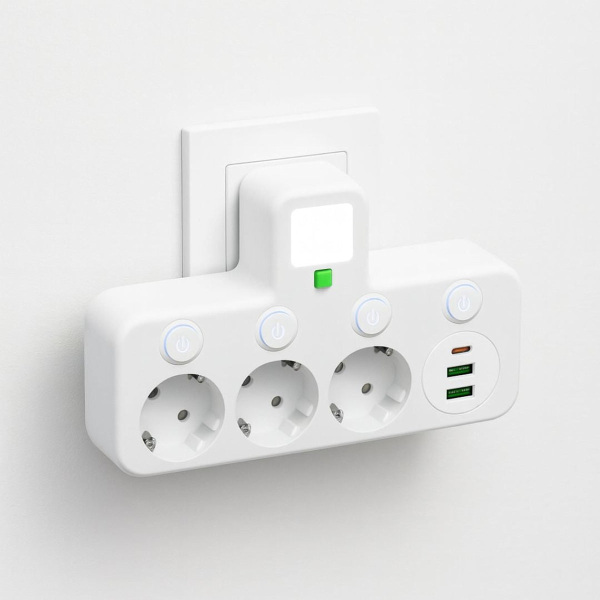 Power Strip With 3 Sockets Usb-C Overvoltage Protection & Child Safety - Image 1