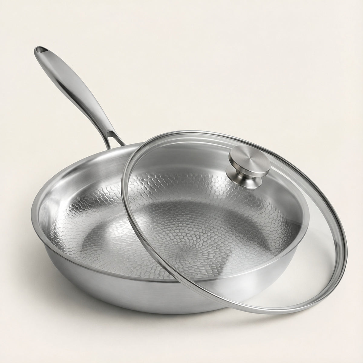 Premium Glass Lid For Titanium Frying Pan With Tempered Glass And Stainless Steel Rim - Image 1