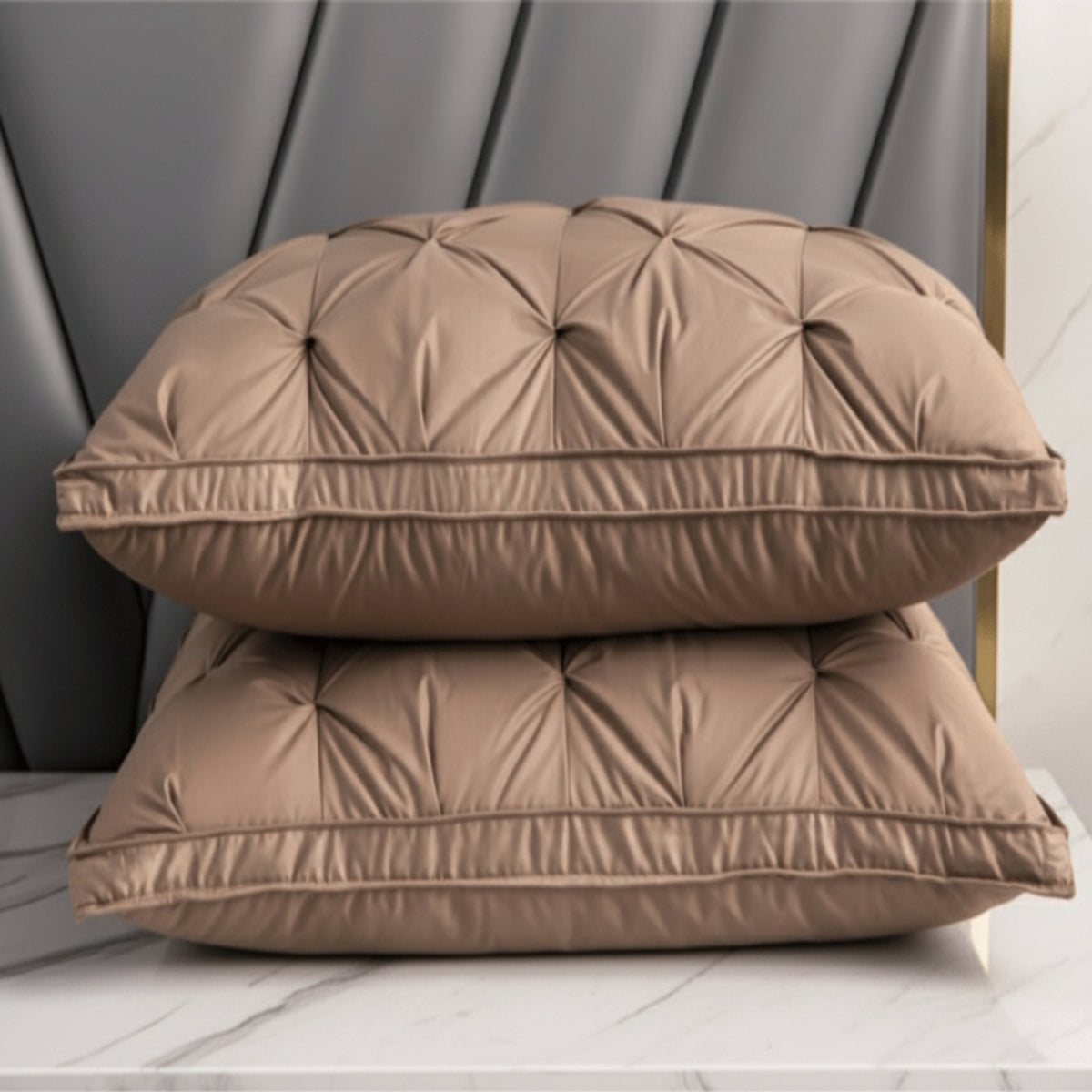 Quilted Goose Down Pillow With Adaptive Support Fill - Image 5