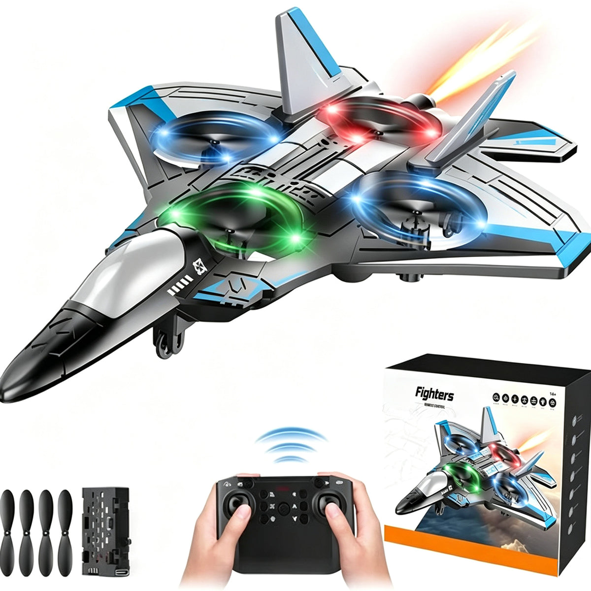 RC Fighter Jet With 360° Loops LED Lights And Shockproof Design For Kids - Image 8