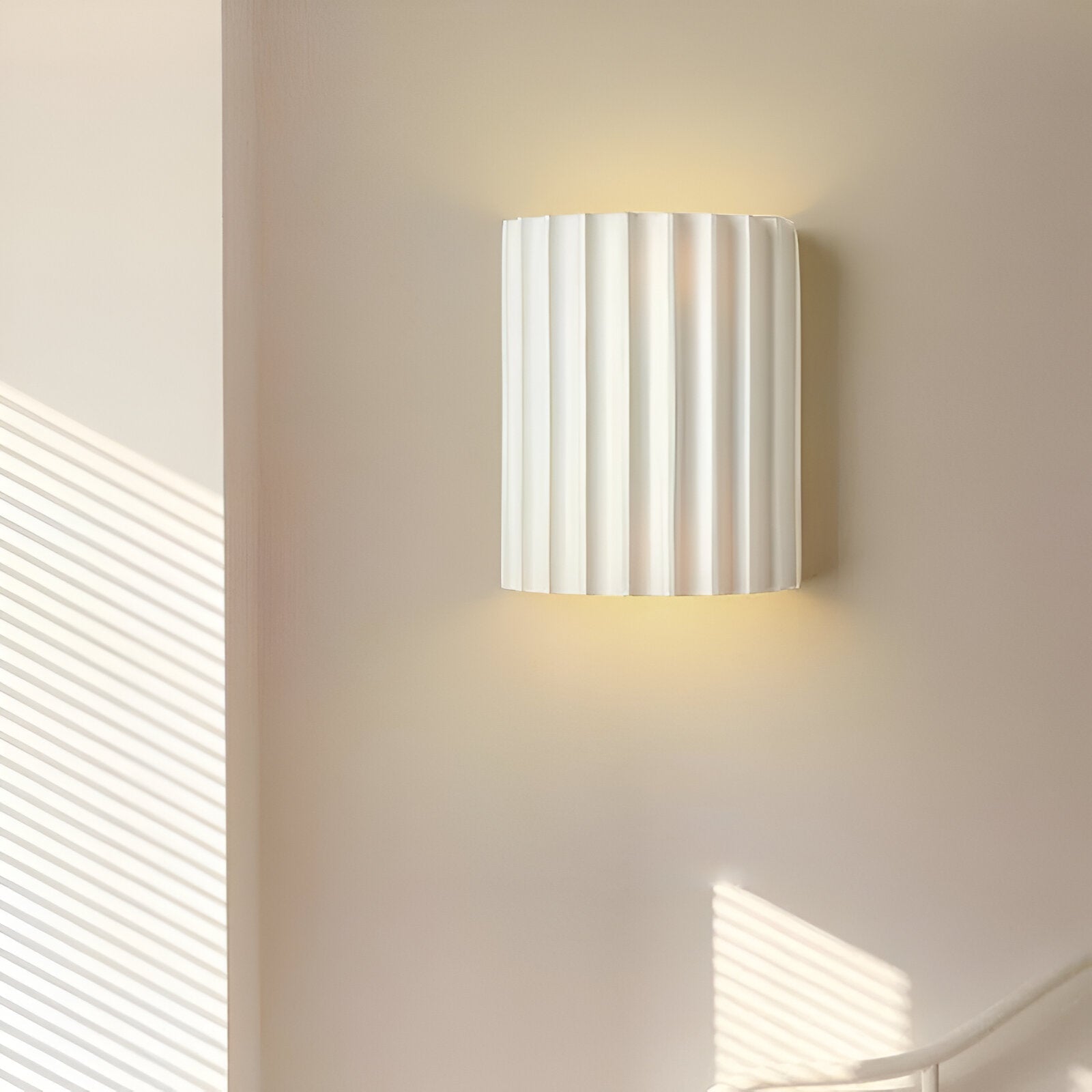 Nordic Resin Wall Sconce with Ribbed Shade